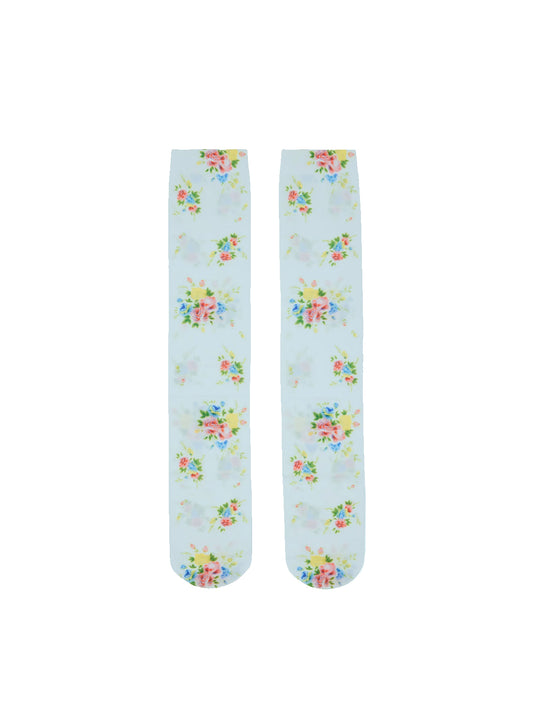 Yuhan Wang Blue Knee High Floral Socks
