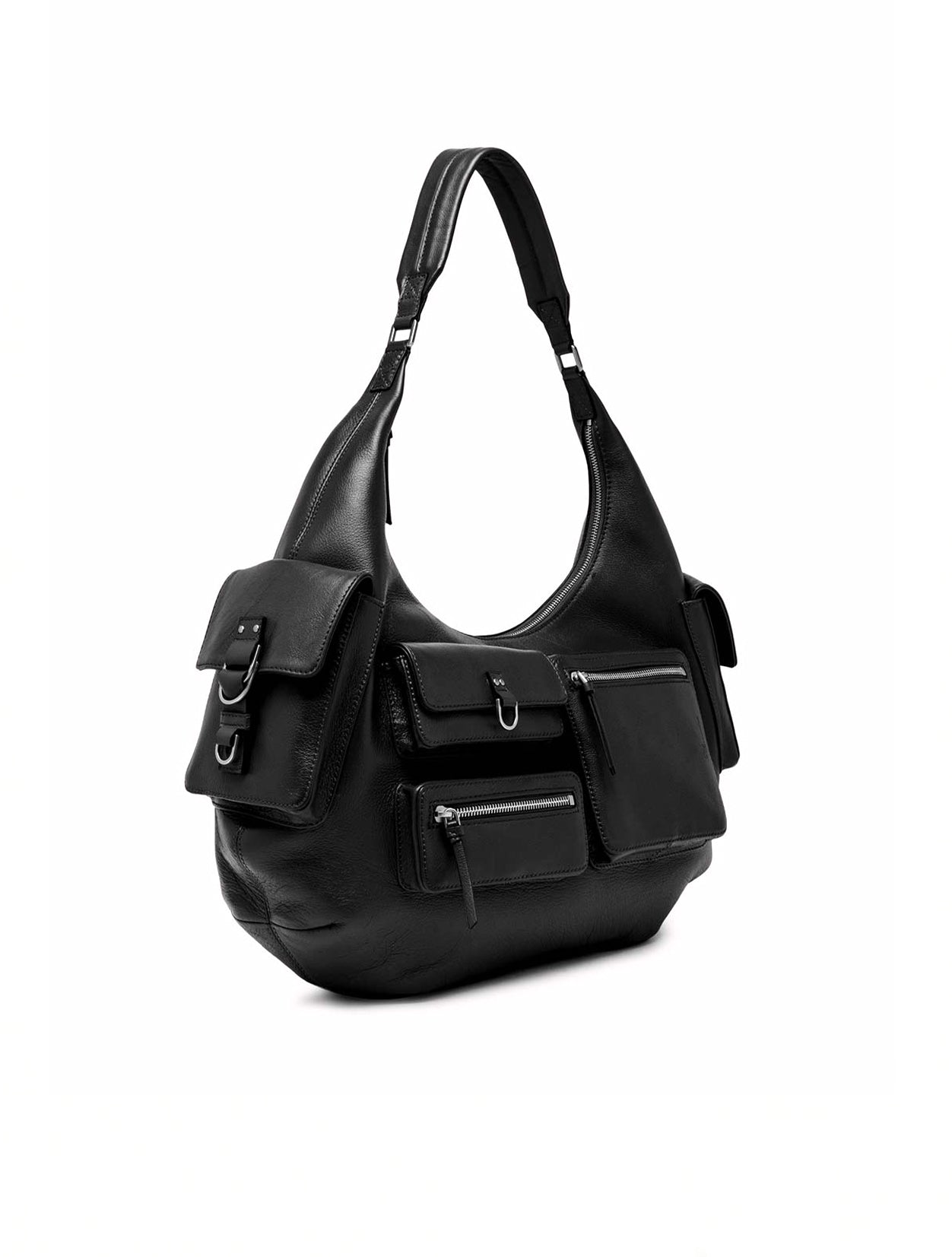 Blumarine Large Black Cargo Pocket Hobo Bag