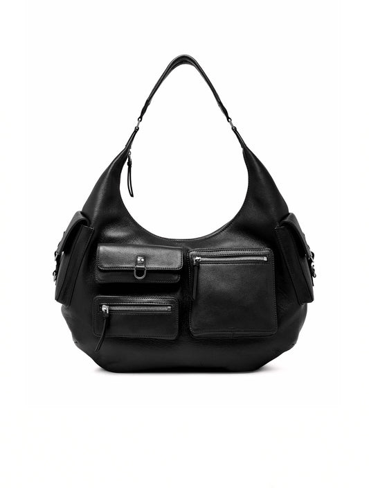 Blumarine Large Black Cargo Pocket Hobo Bag