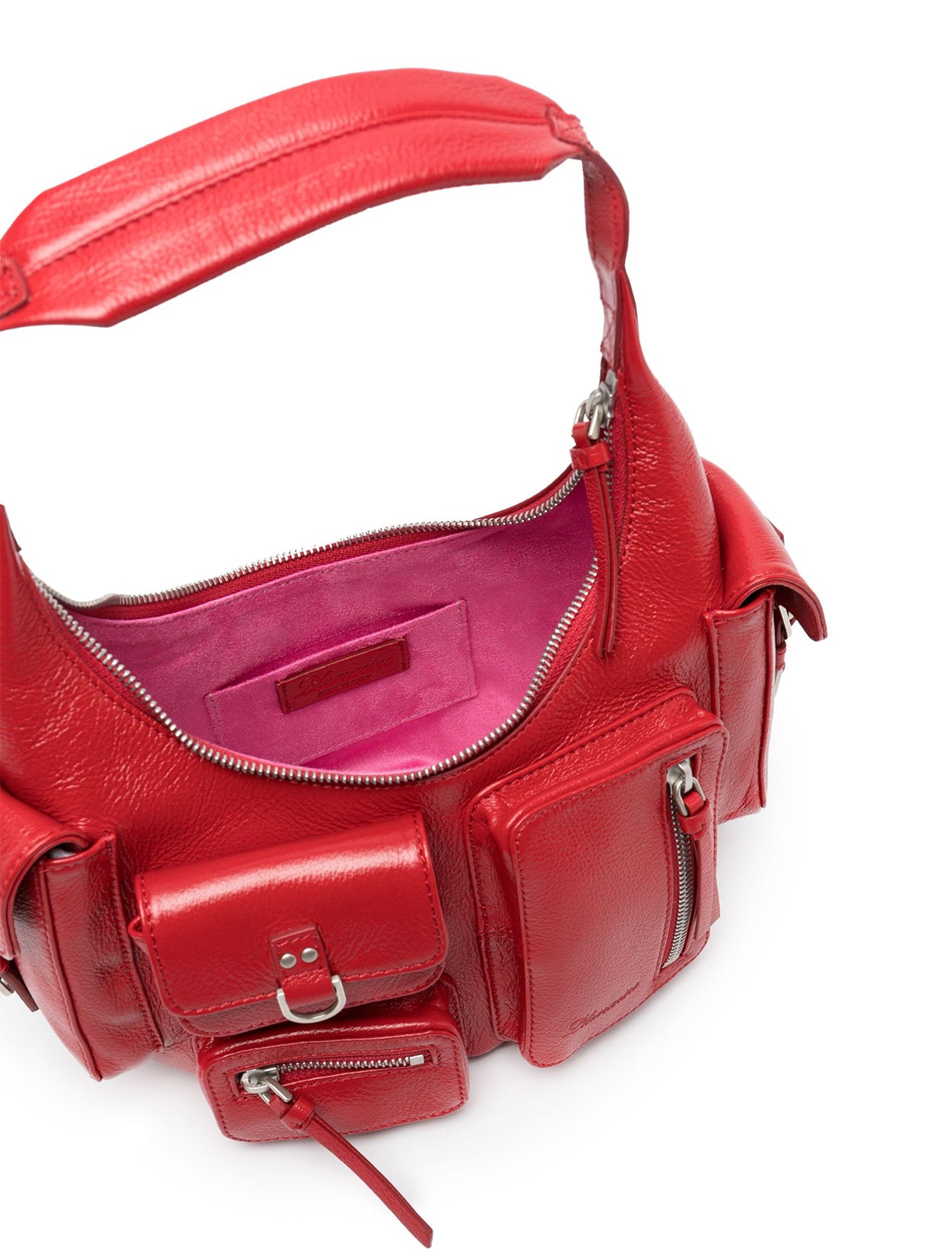 Blumarine Small Red Cargo Pocket Hobo Bag