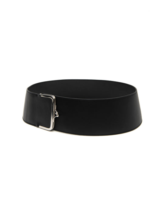 Fidan Novruzova Single Clasp Black Leather Belt