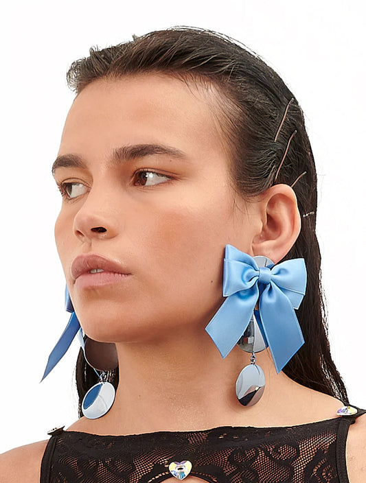 Hugo Kreit x Poster Girl Nuclear Bow Earrings Blue