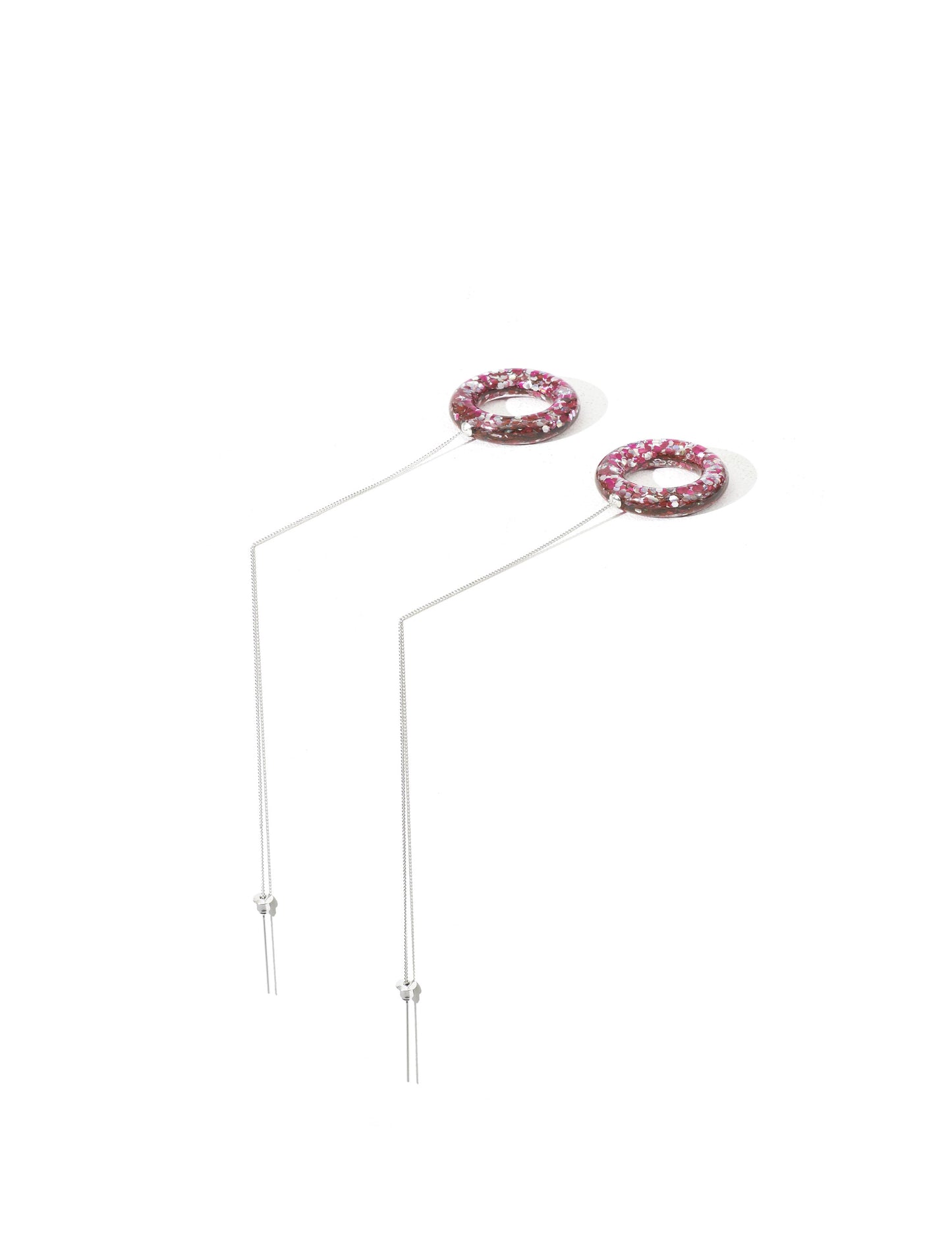 Toga Pulla Pink Acrylic Drop Hoop Earrings