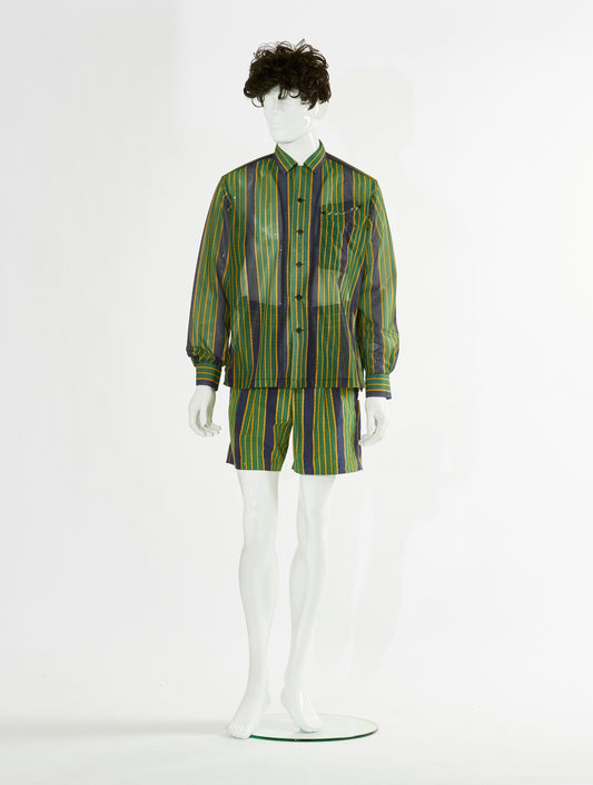 Toga Virilis Green Print Mesh Shirt