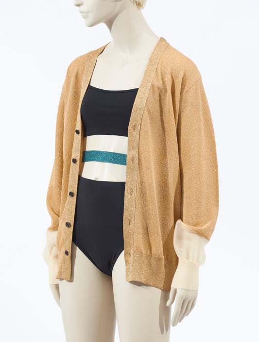 Toga Pulla Lame Knit Cardigan Gold