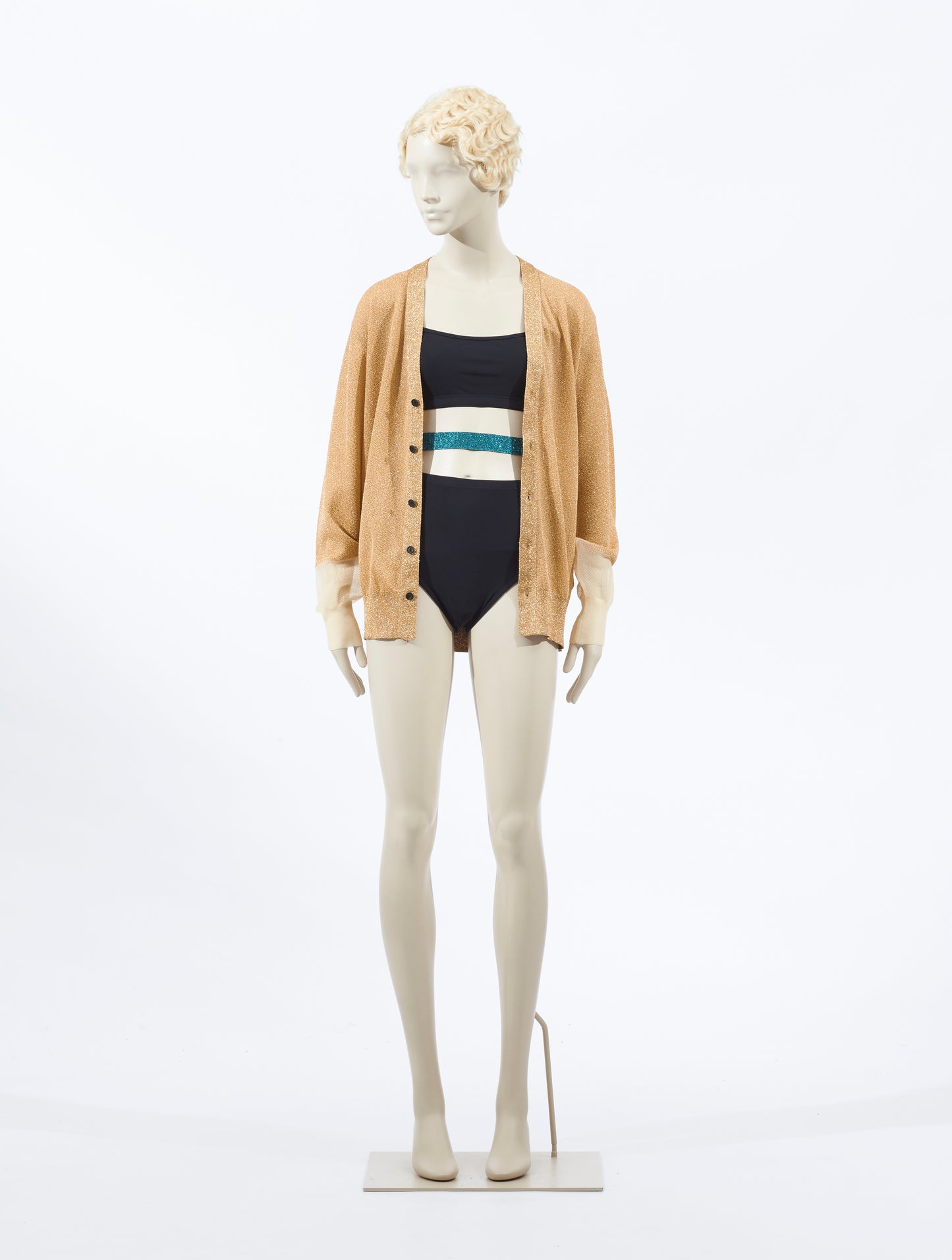 Toga Pulla Lame Knit Cardigan Gold