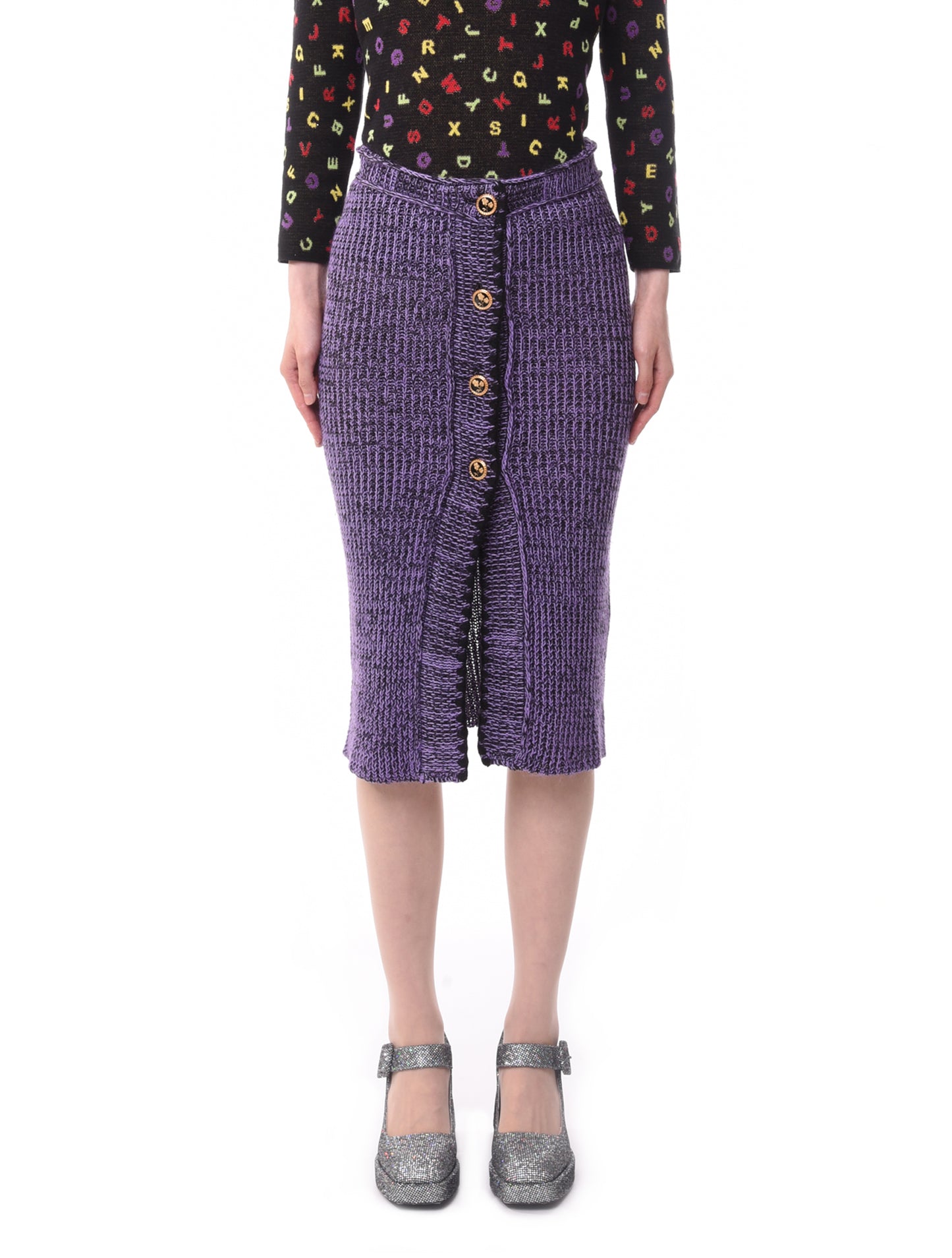 Cormio Laura Linen Skirt Black & Lilac