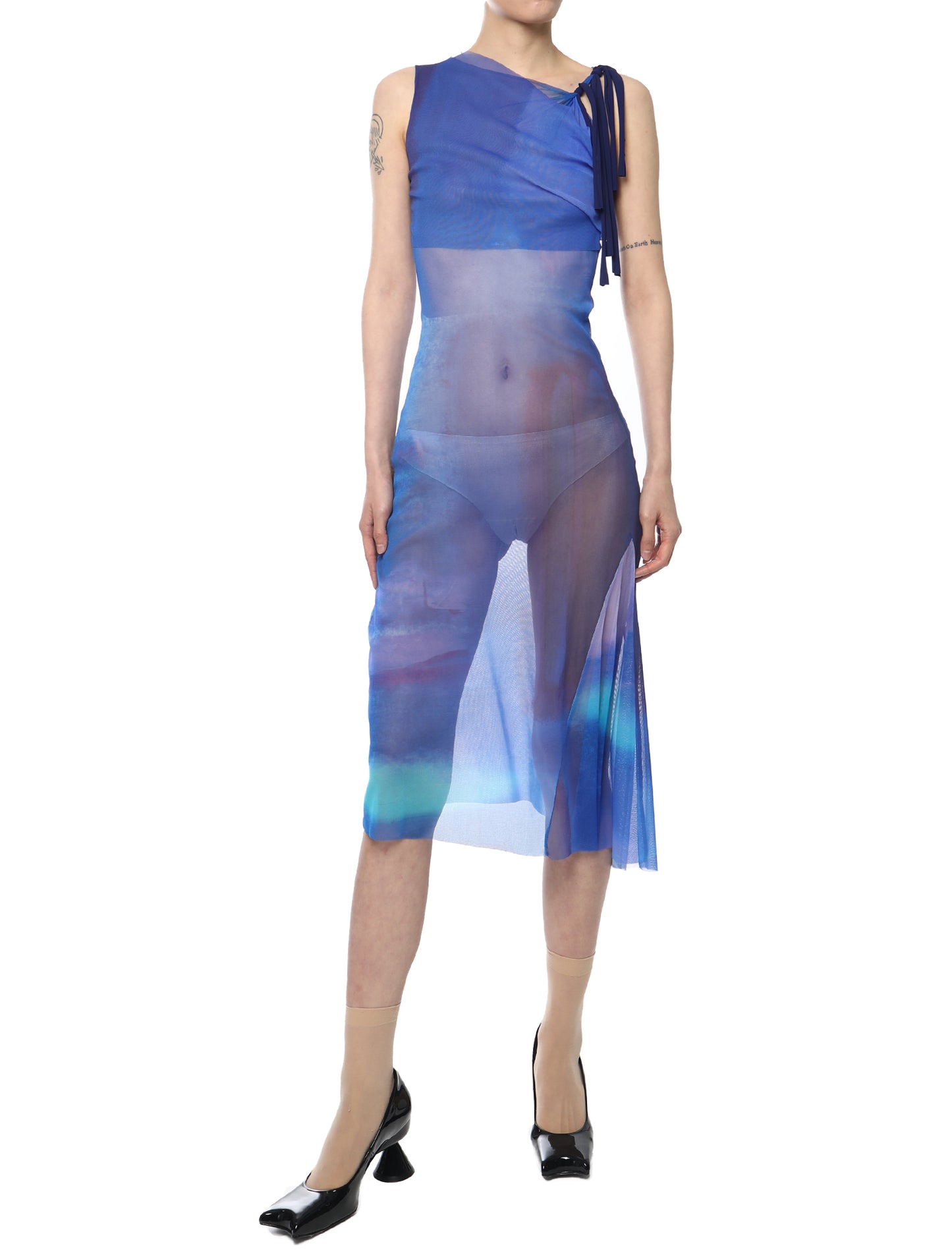Paula Canovas del Vas Blue Cutout Mesh Dress