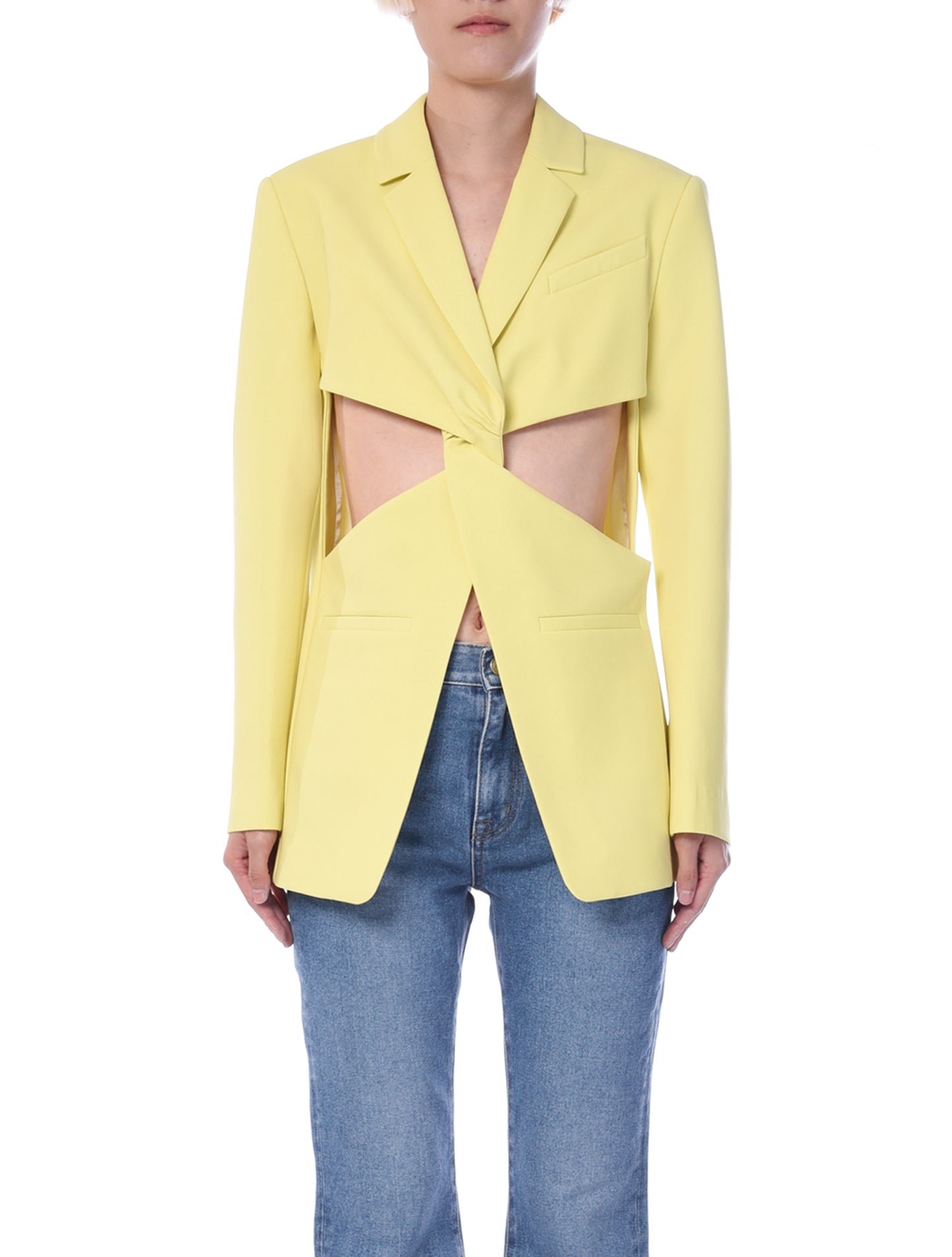 Coperni Twisted Cut-Out Tailored Yellow Jacket