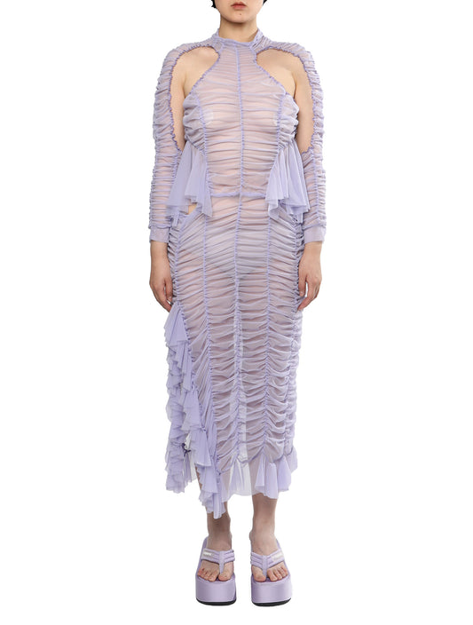 Ester Manas Long Rouched Cutout Dress