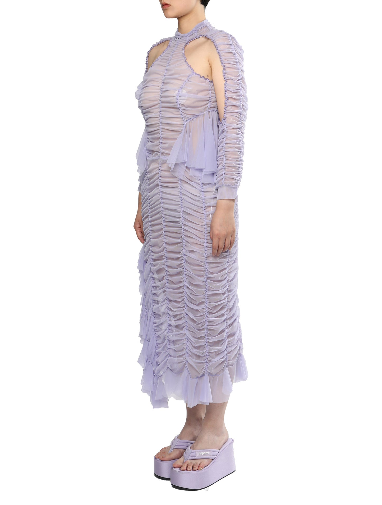 Ester Manas Long Rouched Cutout Dress