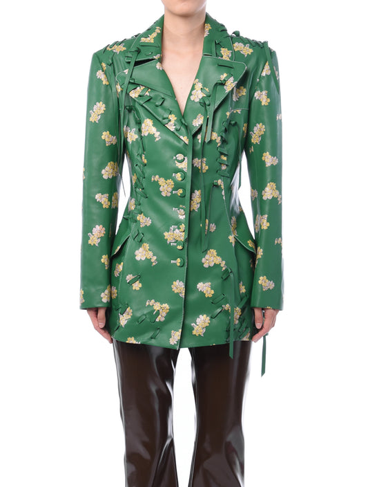Yuhan Wang Floral Leather Taliored Jacket
