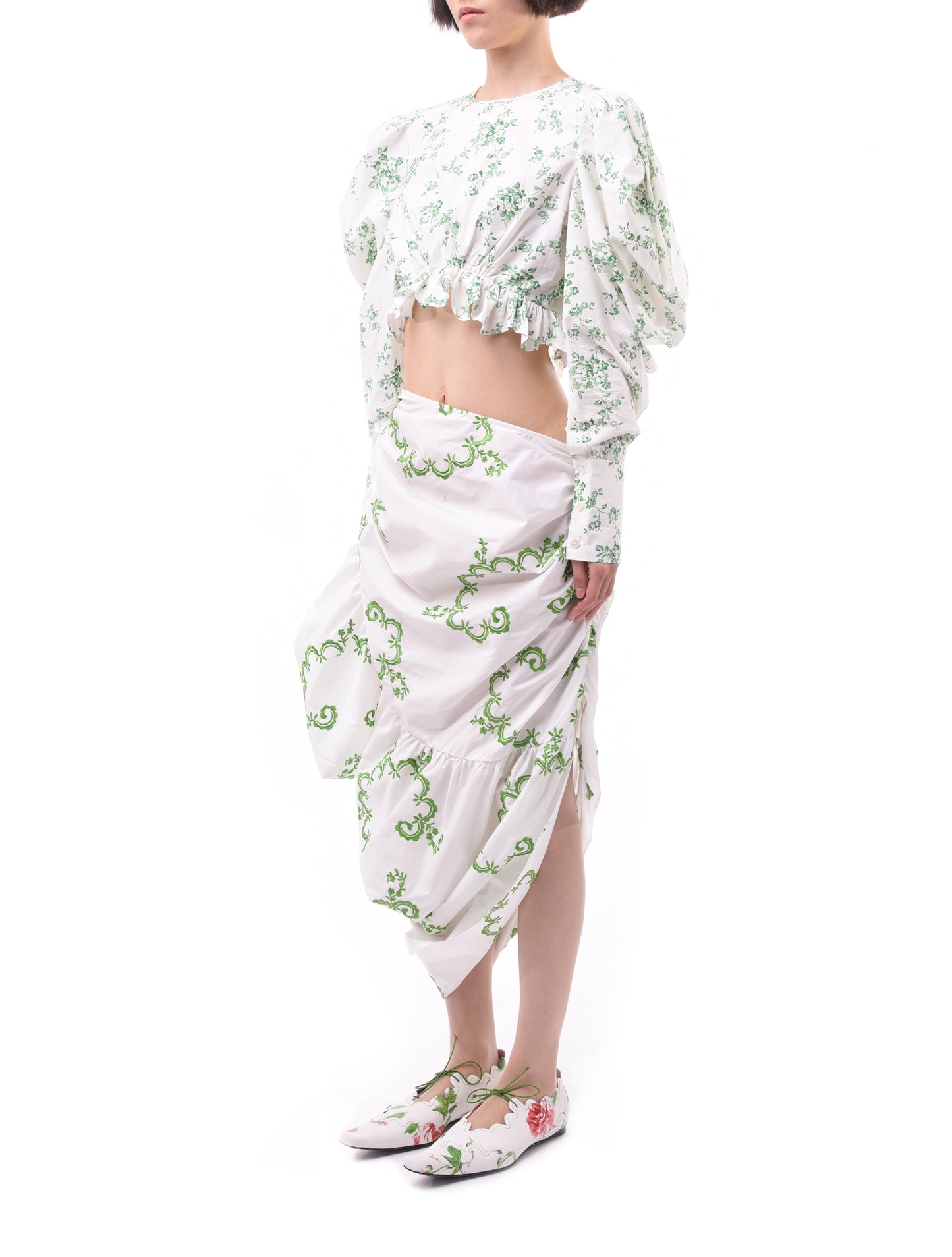 Yuhan Wang Embroidered Asymmetric Draped Skirt