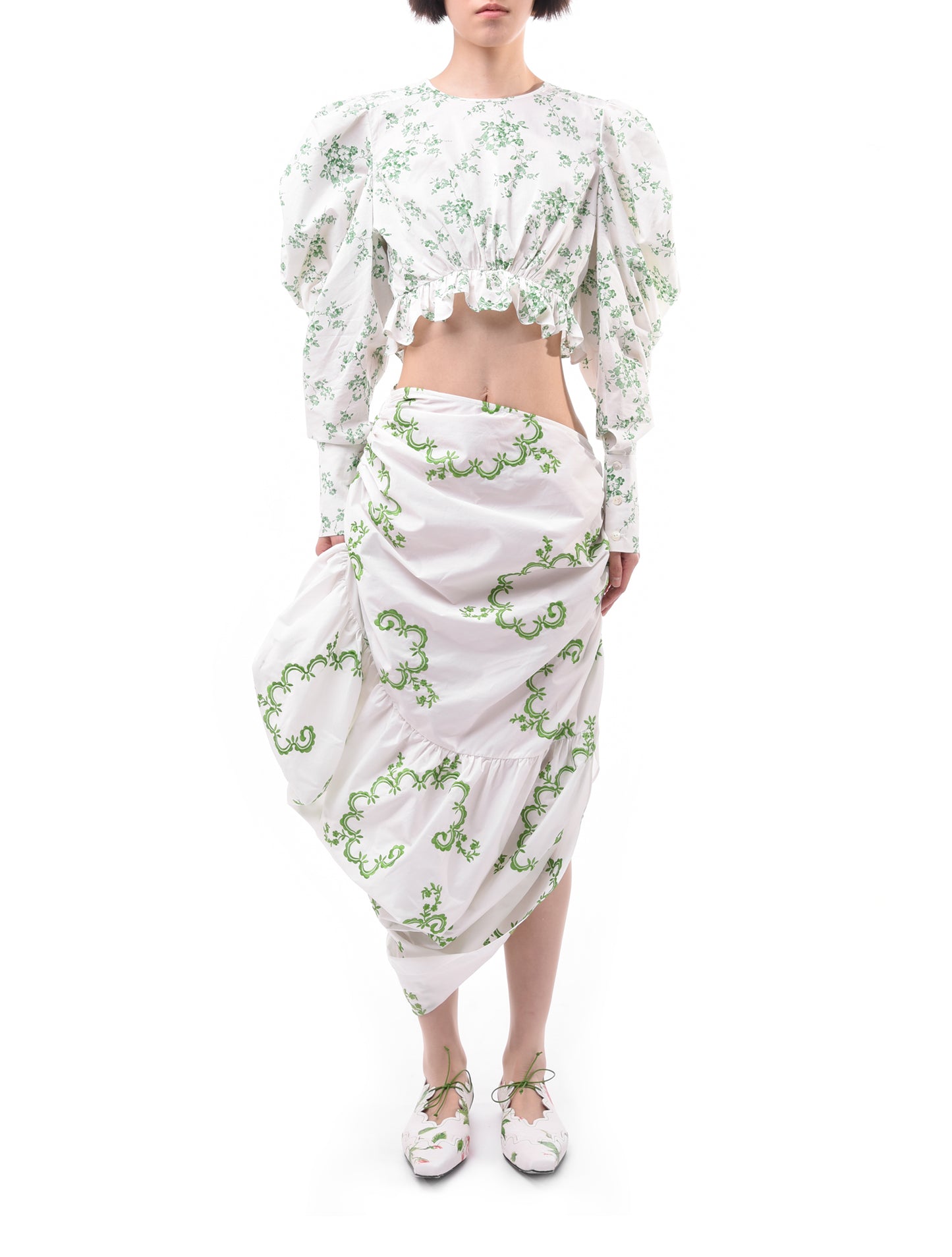 Yuhan Wang Embroidered Asymmetric Draped Skirt