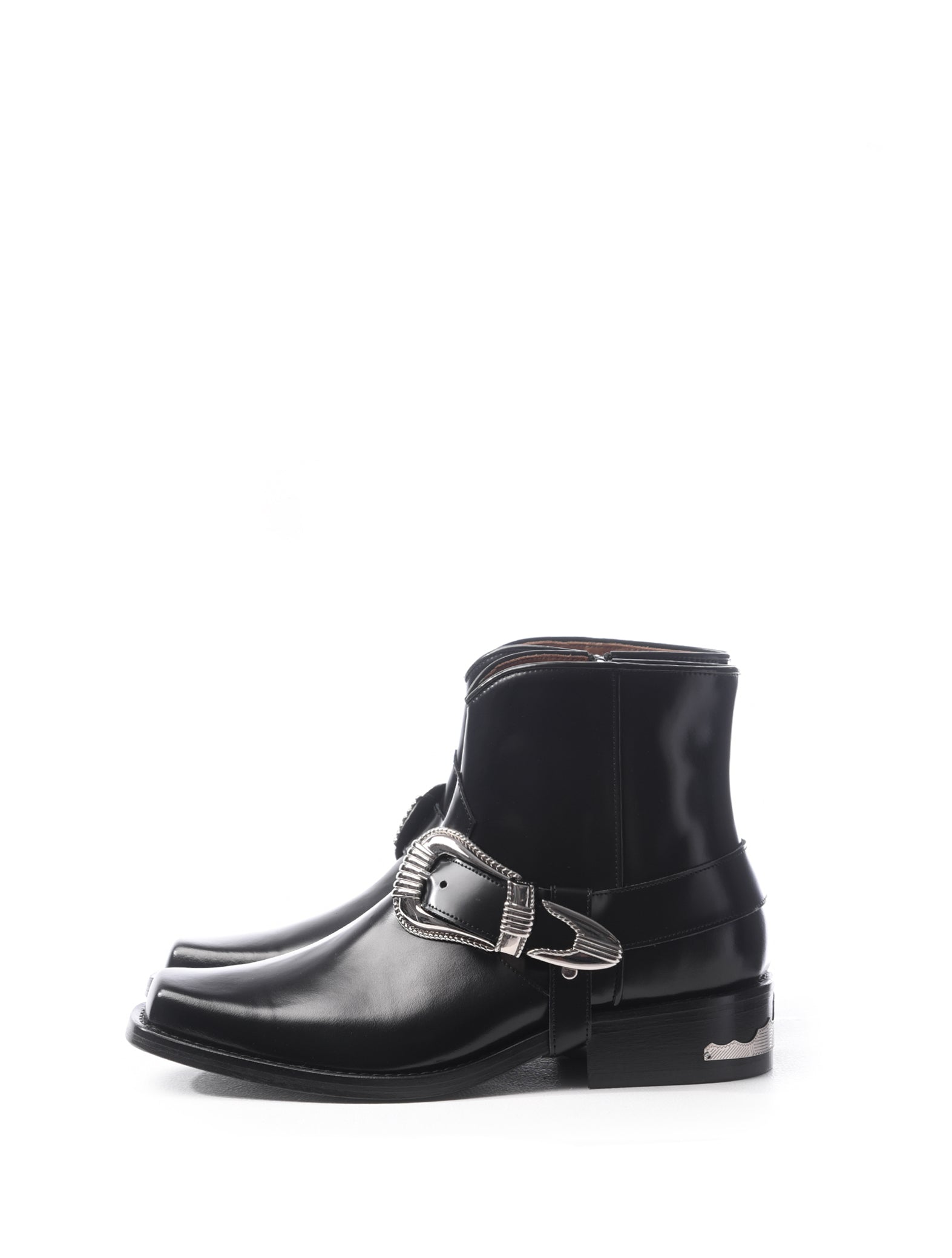 Toga Archives Black Leather Polido Buckle Boots