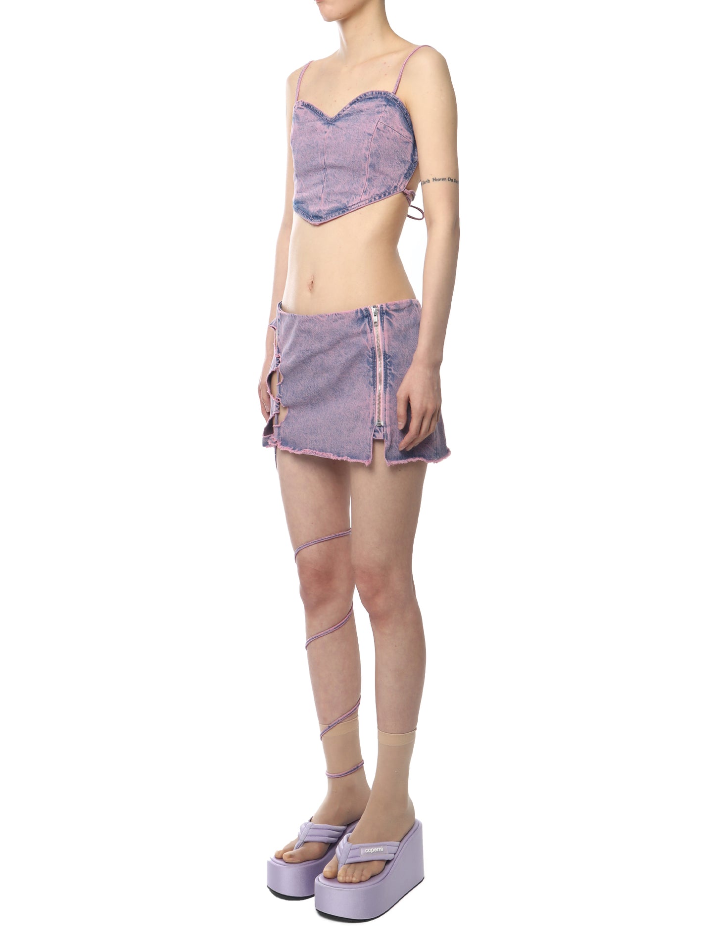 AVAVAV Cutout Denim Mini Skirt