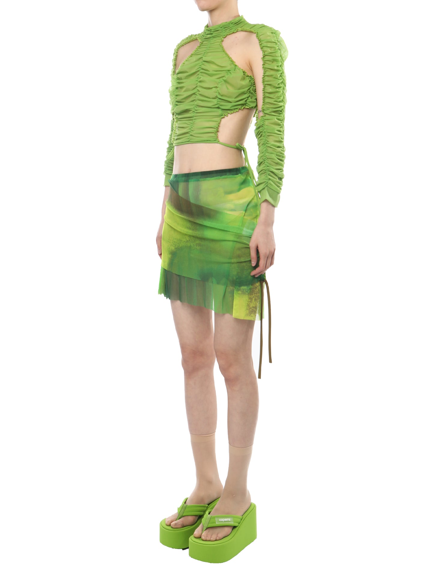 Paula Canovas del Vas Green Mesh Mini Skirt
