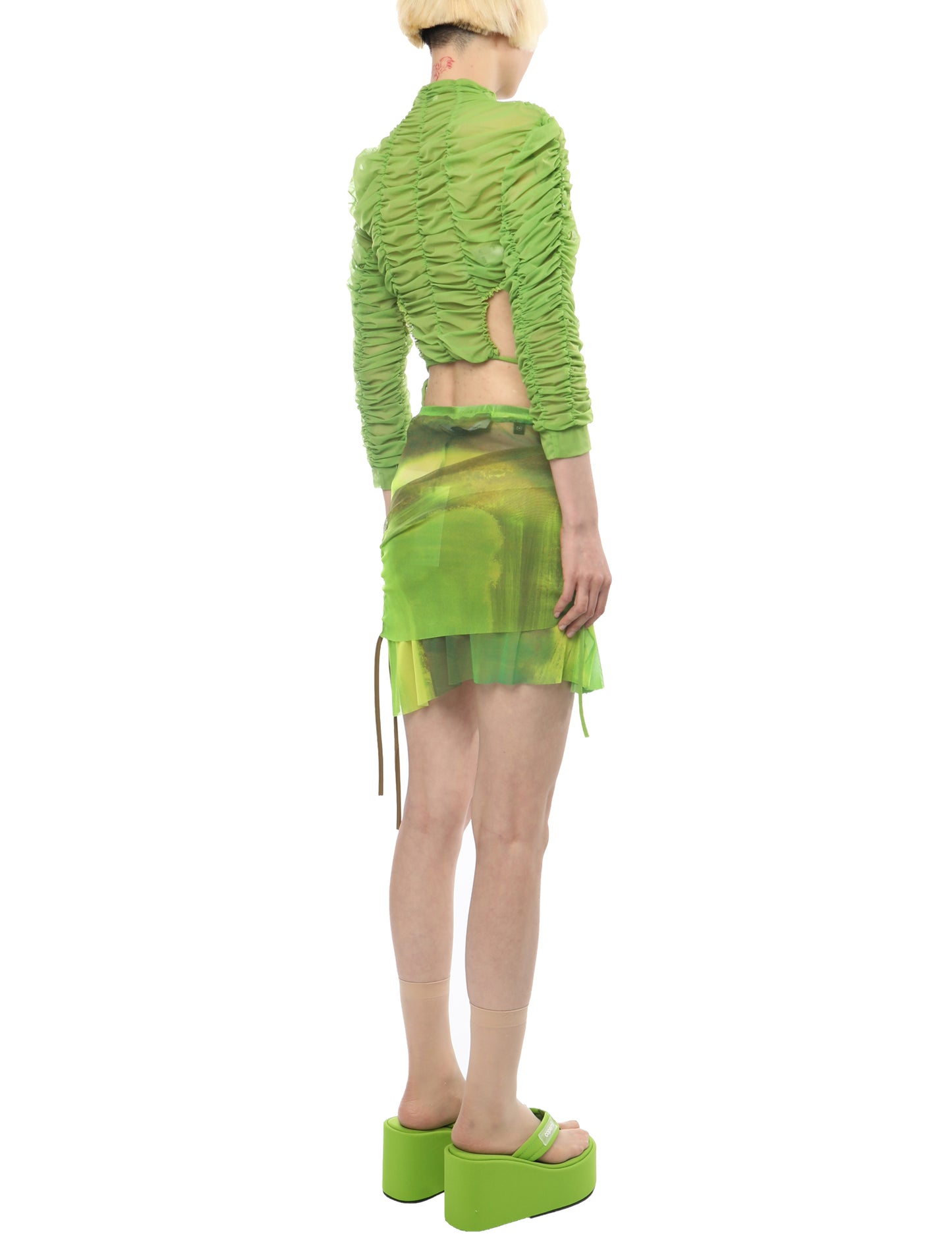 Paula Canovas del Vas Green Mesh Mini Skirt