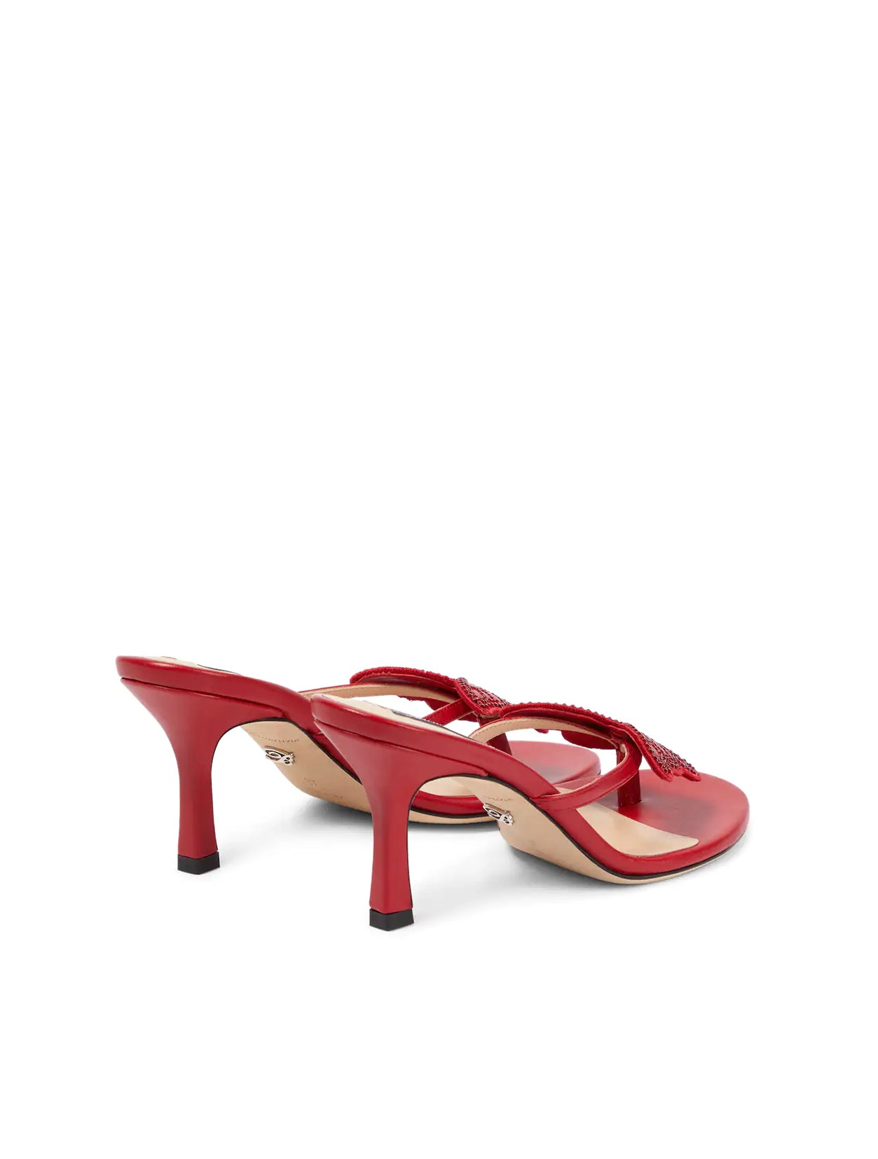 Blumarine Red Embellished Thong Sandals