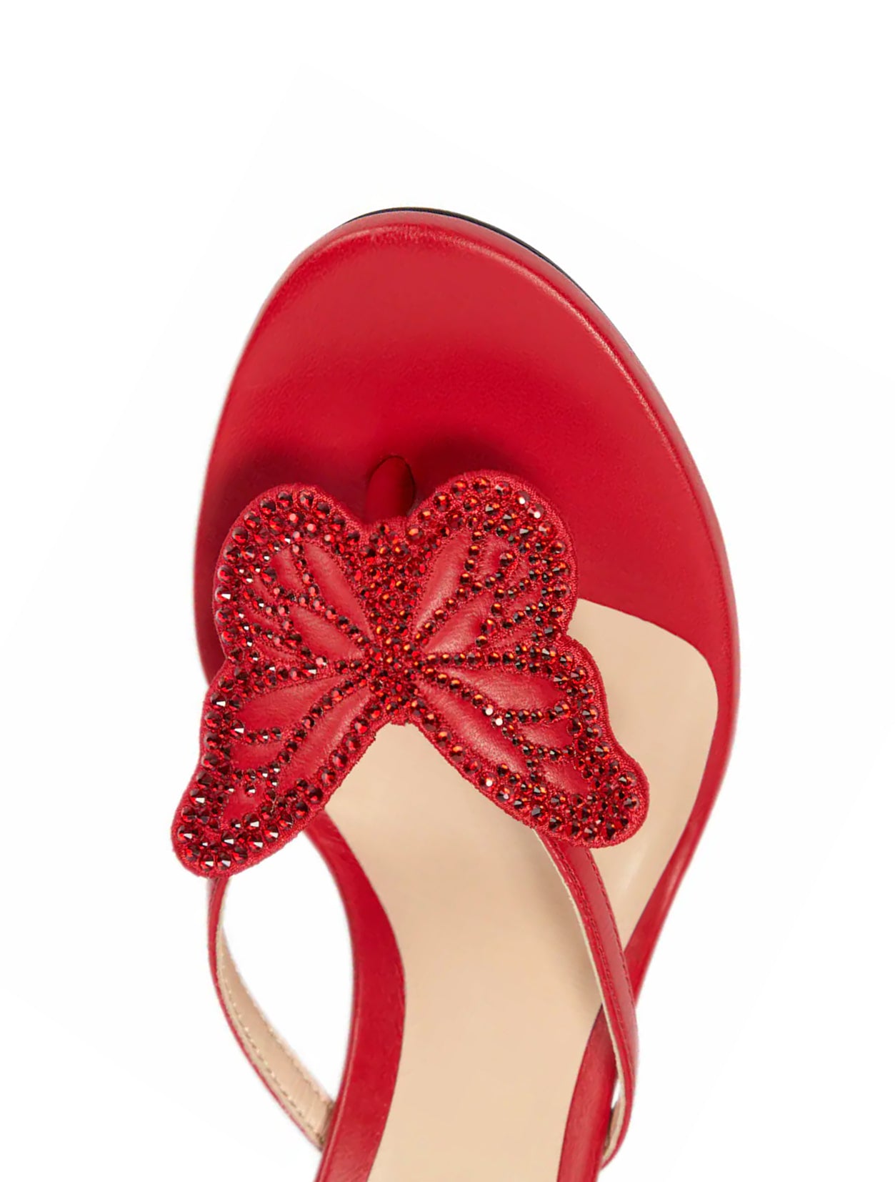 Blumarine Red Embellished Thong Sandals