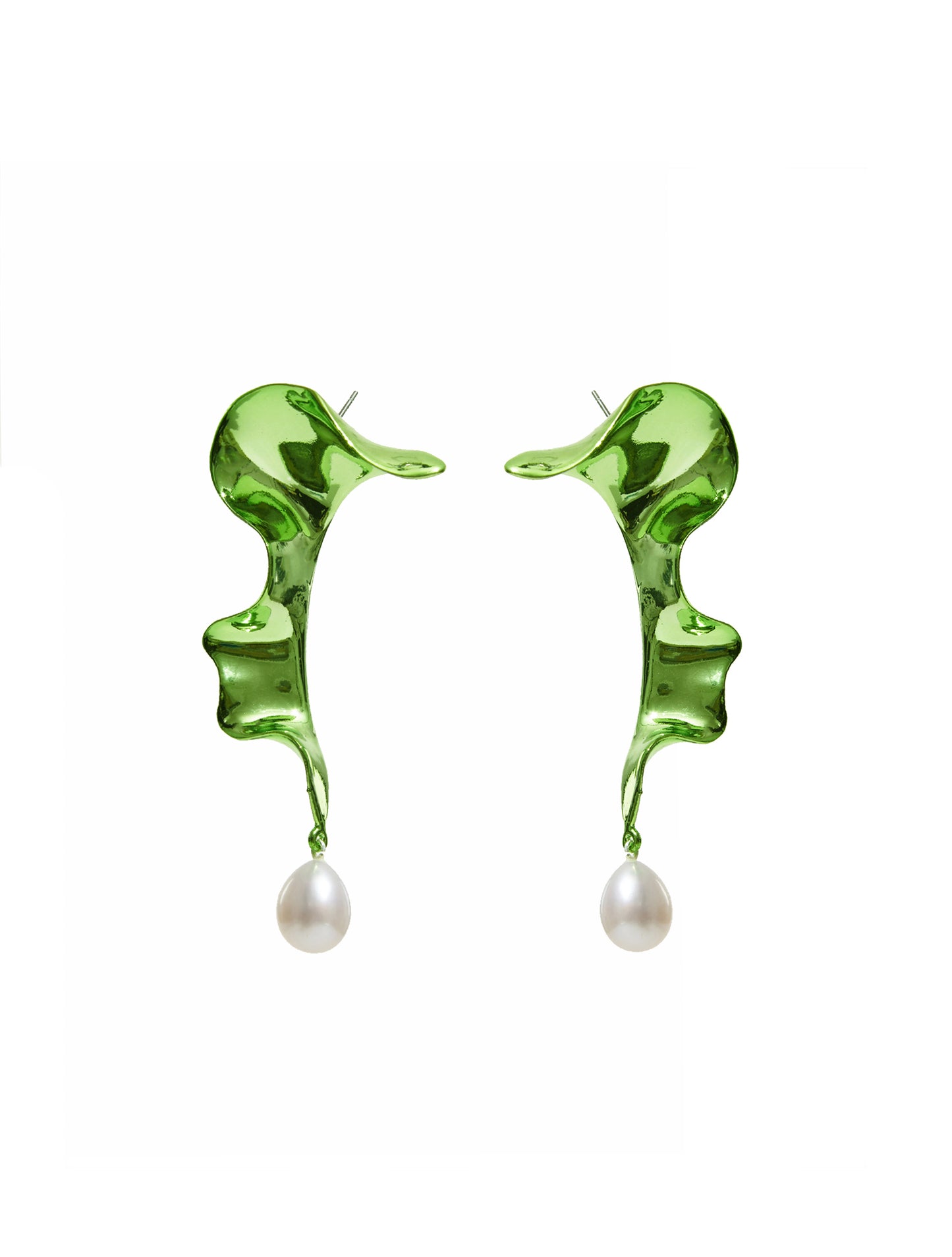 Hugo Kreit Slime Green Swirl Drop Earrings