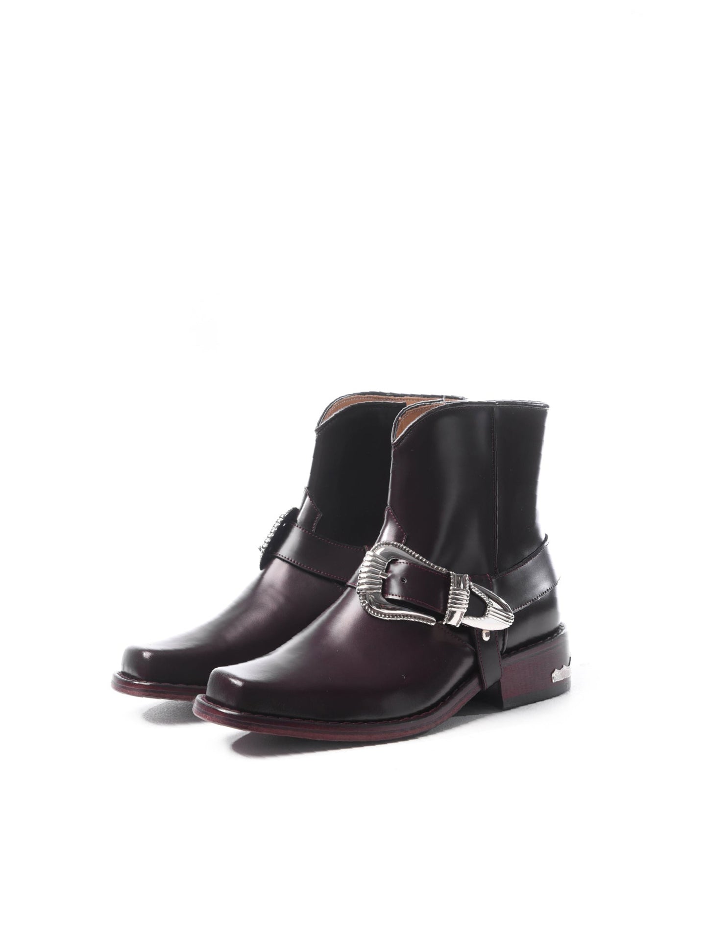 Toga Archives Oxblood Leather Polido Buckle Boots