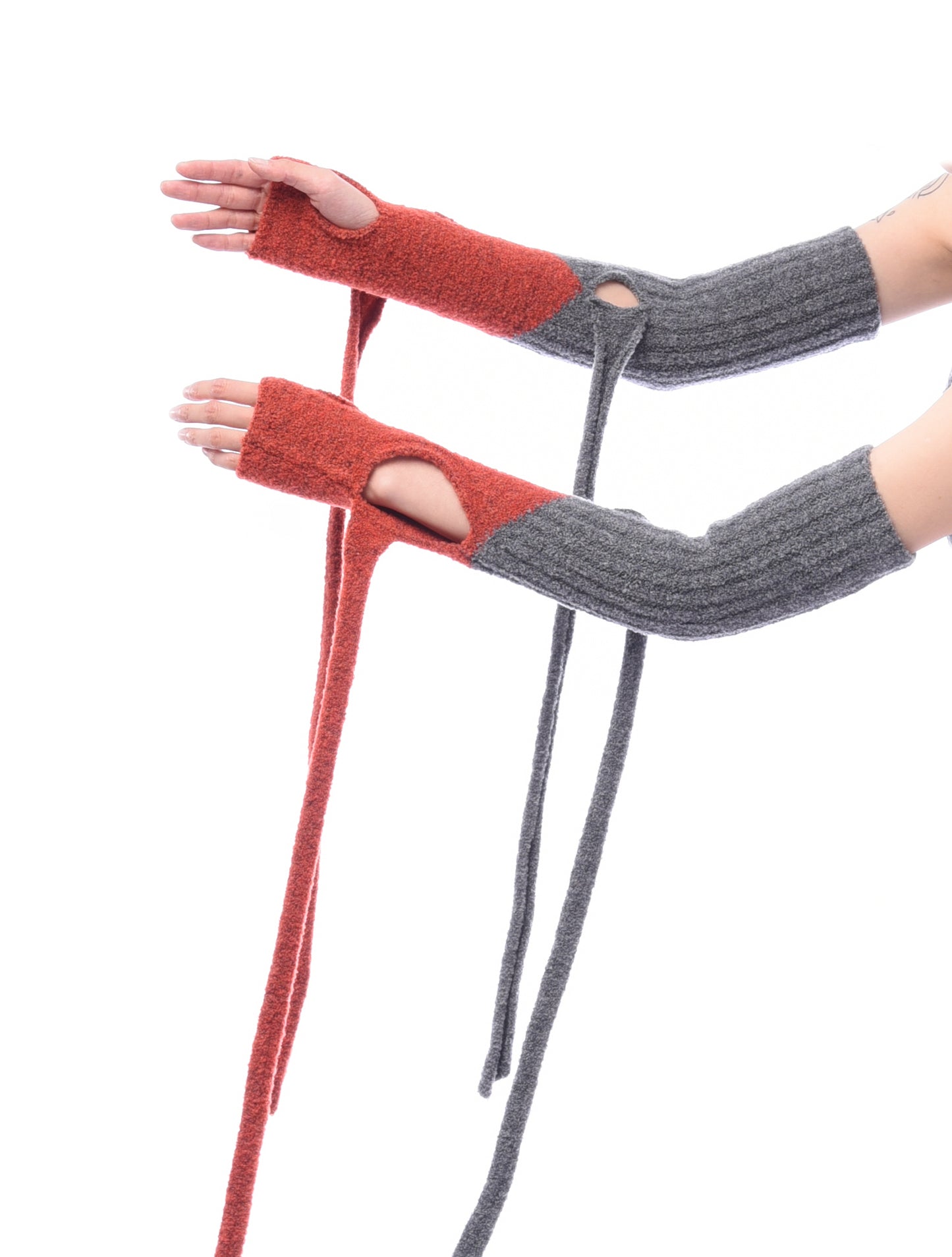 Ottolinger Boucle Knit Wrap Gloves Red