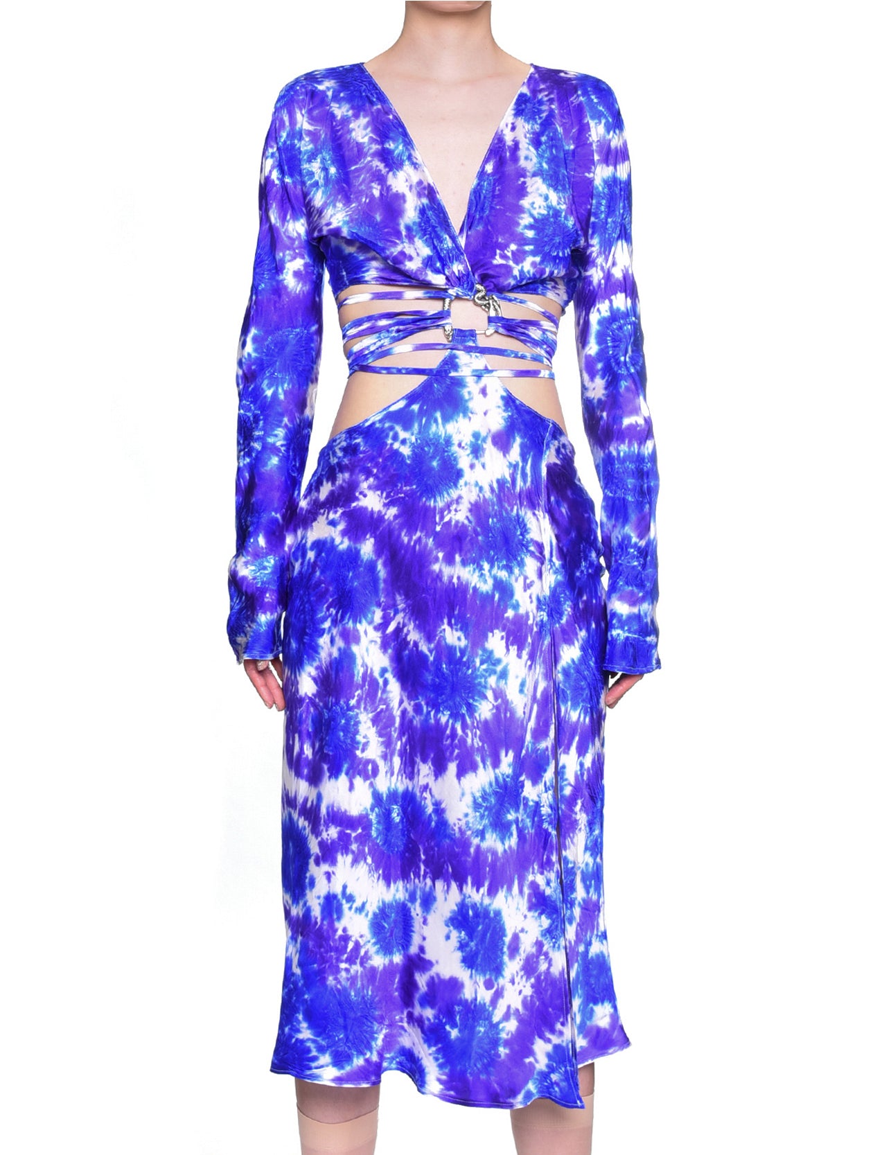 LEO White Purple Melusine Tie Dye Silk Dress