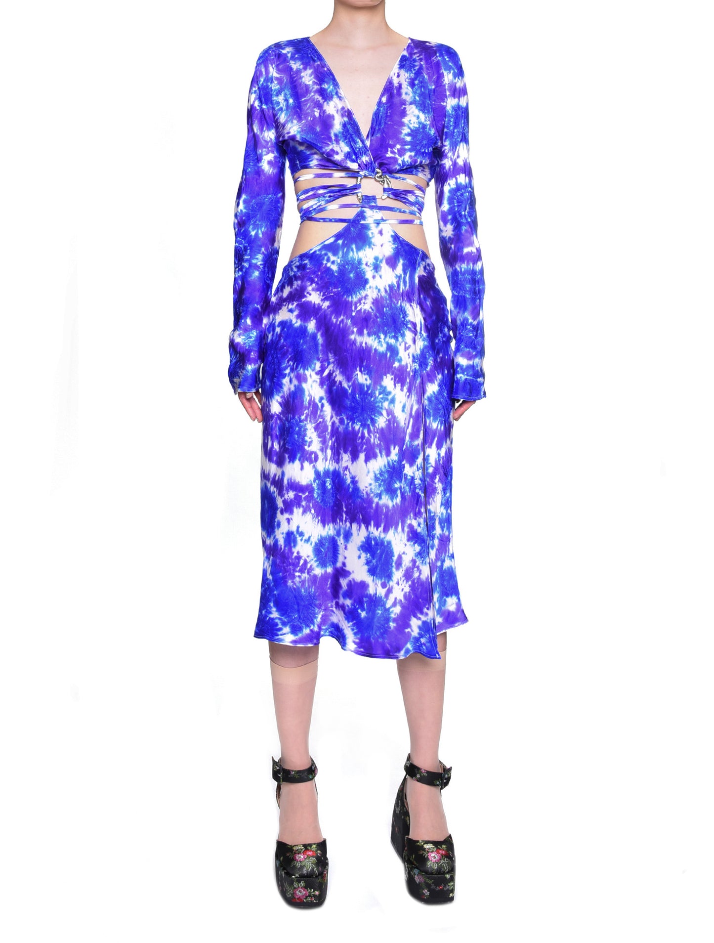 LEO White Purple Melusine Tie Dye Silk Dress