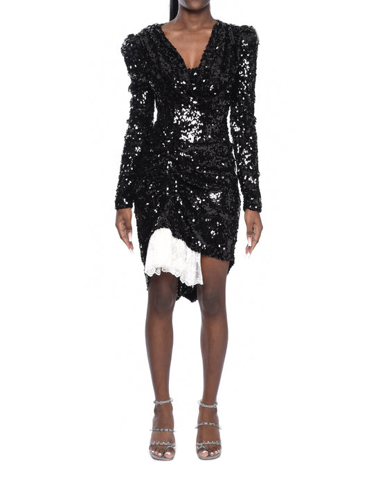 PREEN By Thornton Bregazzi Karin Sequinned Cowl Neck Dress